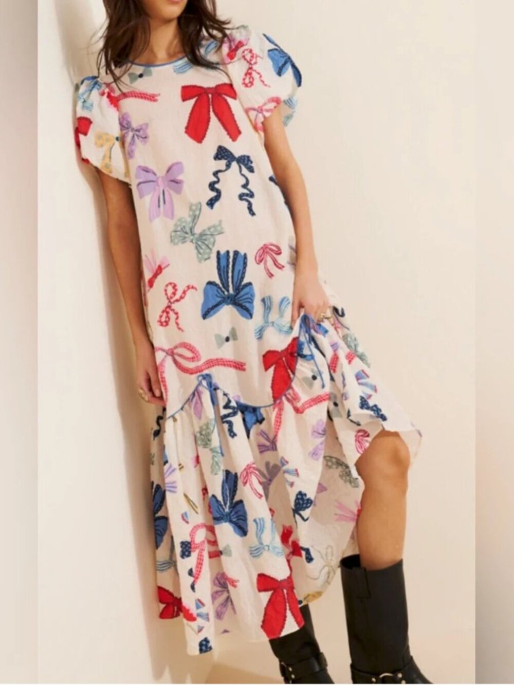 Free People Tied In A Bow Midi Dress size M